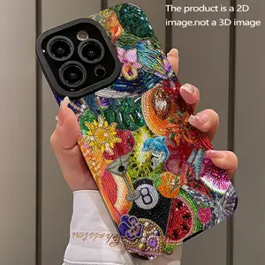 Ocean Life Beaded Phone Case for iPhone 11-16 Pro Max, Anti-Drop PU Leather Cover, Trendy Fashion Full Protection, Shockproof Design