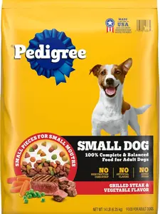 Pedigree Complete Nutrition Adult Small Dog Dry Dog Food, Grilled Steak and Vegetable Flavor, 14 lb. Bag