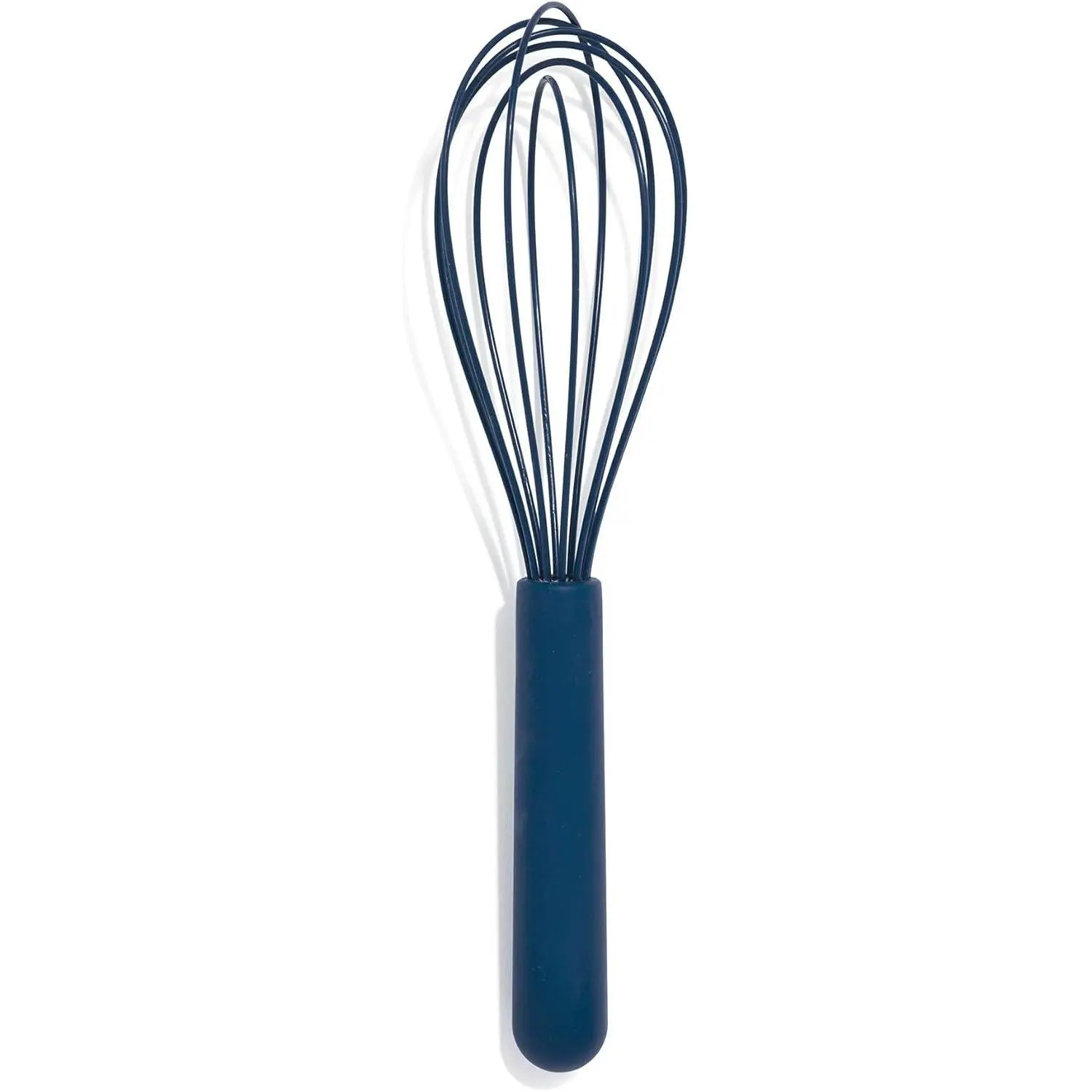 Silicone Whisk  Mixing Blending Beating Stirring Cooking Kitchen Utensil Flexible Rubber Nonstick Cookware Rigid Steel Core Heat-Resistant Anti-Slip Handle Dishwasher Safe Blue