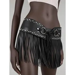 Y2K Punk Rivet Lace-Up Tassel Belt - Sweet And Cool Streetwear Essential, Perfect For Photos, Suitable For Summer, Back To School, summer, Halloween