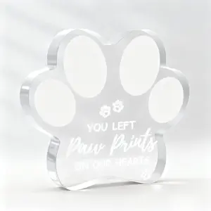 Paw Shaped Acrylic Memorial Plaque, Pet Commemorative Gift, Dog & Puppy Commemorative Item, Pet Sympathy Gift, Pet Loss Gift, Dog & Cat Accessories