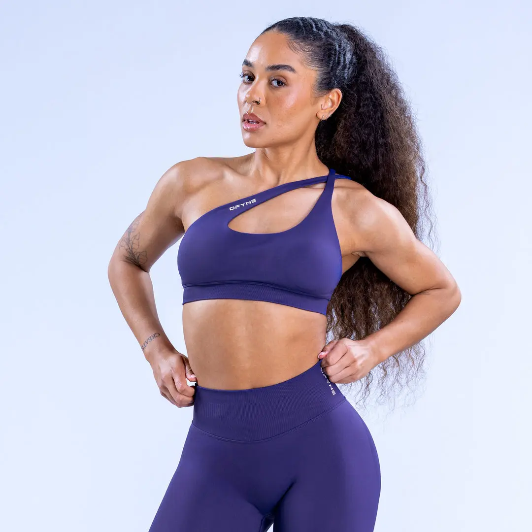 Dfyne Impact Asymmetric Sports Bra |   High‑Stretch Durable Fabric, Seamless Fit & Removable Pad Support