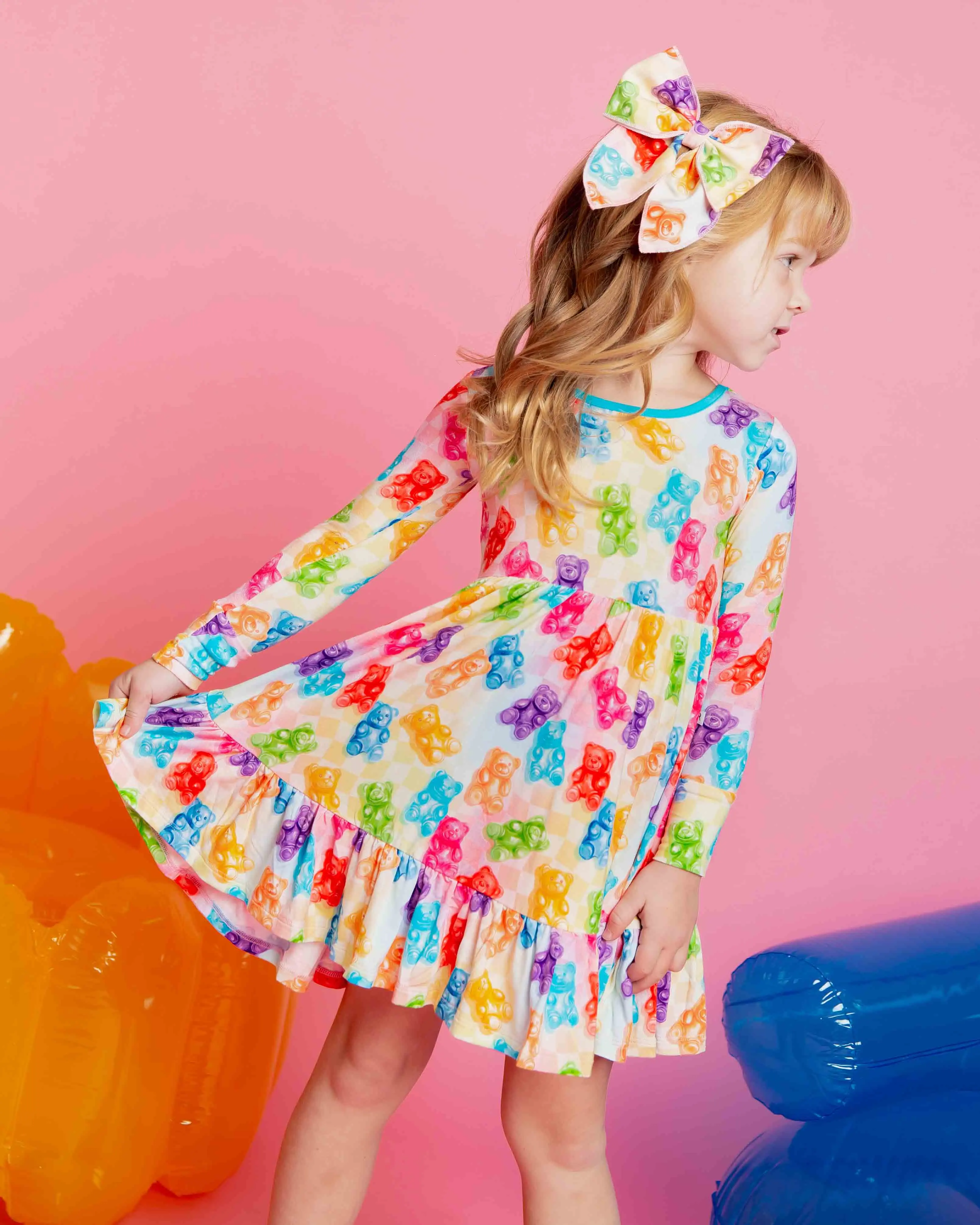 Beary Gummy Long Sleeve Dress & Shorts Set