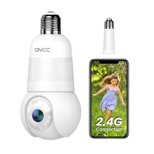 LED Light Bulb Smart Camera, 2K HDR 360° WiFi Security Camera with AI Motion Detection, Color/Infrared Night Vision and Two-Way Talk, Outdoor Indoor Full Color Day and Night, Home Surveillance E27 Socket Wireless Baby Pet Monitor