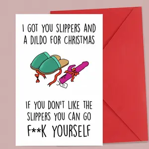 A funny Christmas card for couples to play tricks on each other.