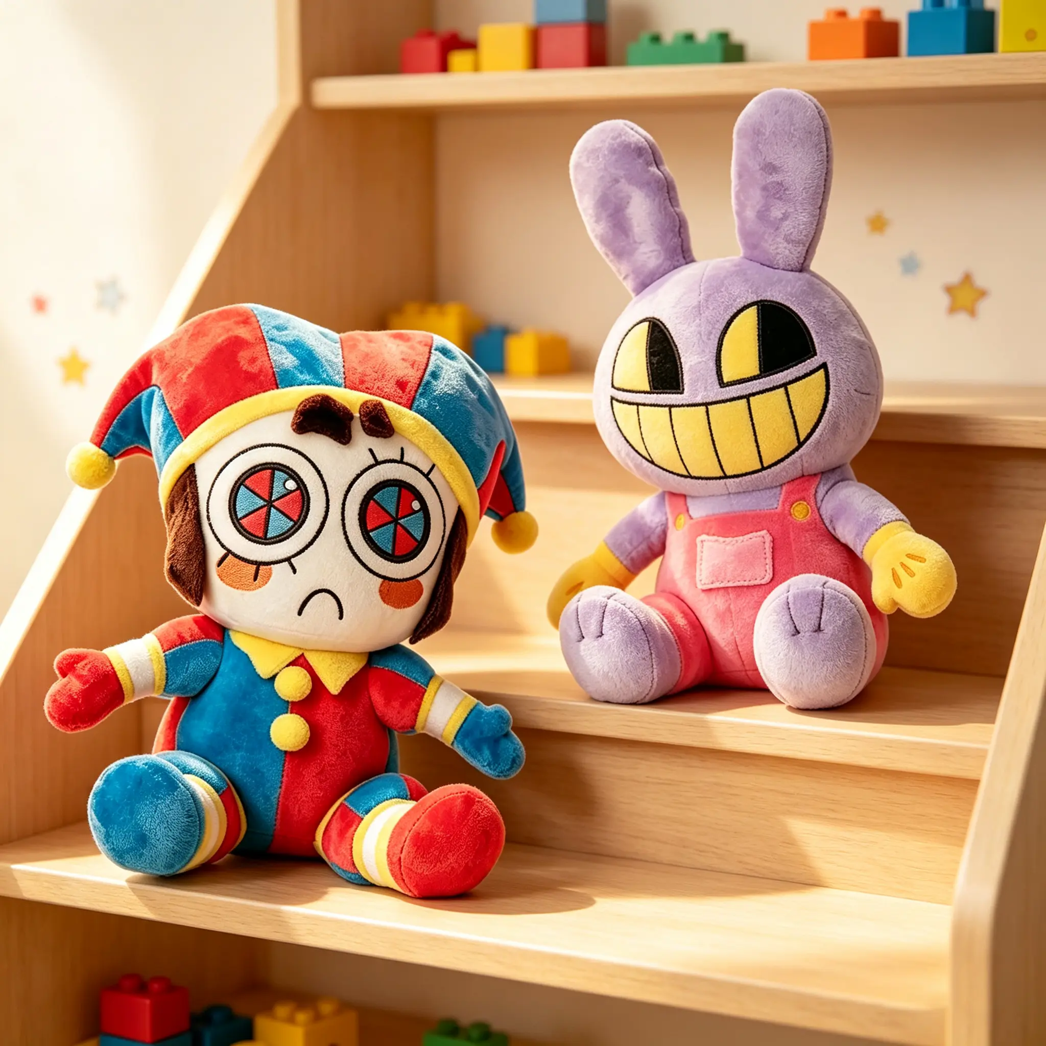 The Amazing Digital Circus Plush Toys - Jax Rabbit & Pomni Clown Fluffy Fabric Stuffed Animals, Huggable Ragdoll Throw Pillows, Collectible Digital Circus Merch Gift for Animation Fans, Huggable Stuffed Animal