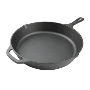 12 Inch Cast Iron Skillet, Pre-Seasoned Frying Pan for Oven, Stovetop, Grill & Campfire, Durable, Non-Toxic, Even-Heating Cookware, Black