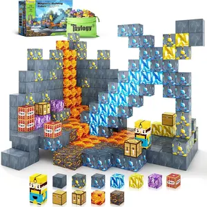 Magnetic Blocks-Build Mine Magnet World Sword Edition Mine Sword Caverns Magnet Classroom Must Haves Toddler Toys for Boys & Girls Age 3-4 4-5 6-8