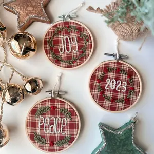 Plaid Christmas Wreath Ornaments DIY Embroidery Kit with Video Tutorial - 2025 UPDATE