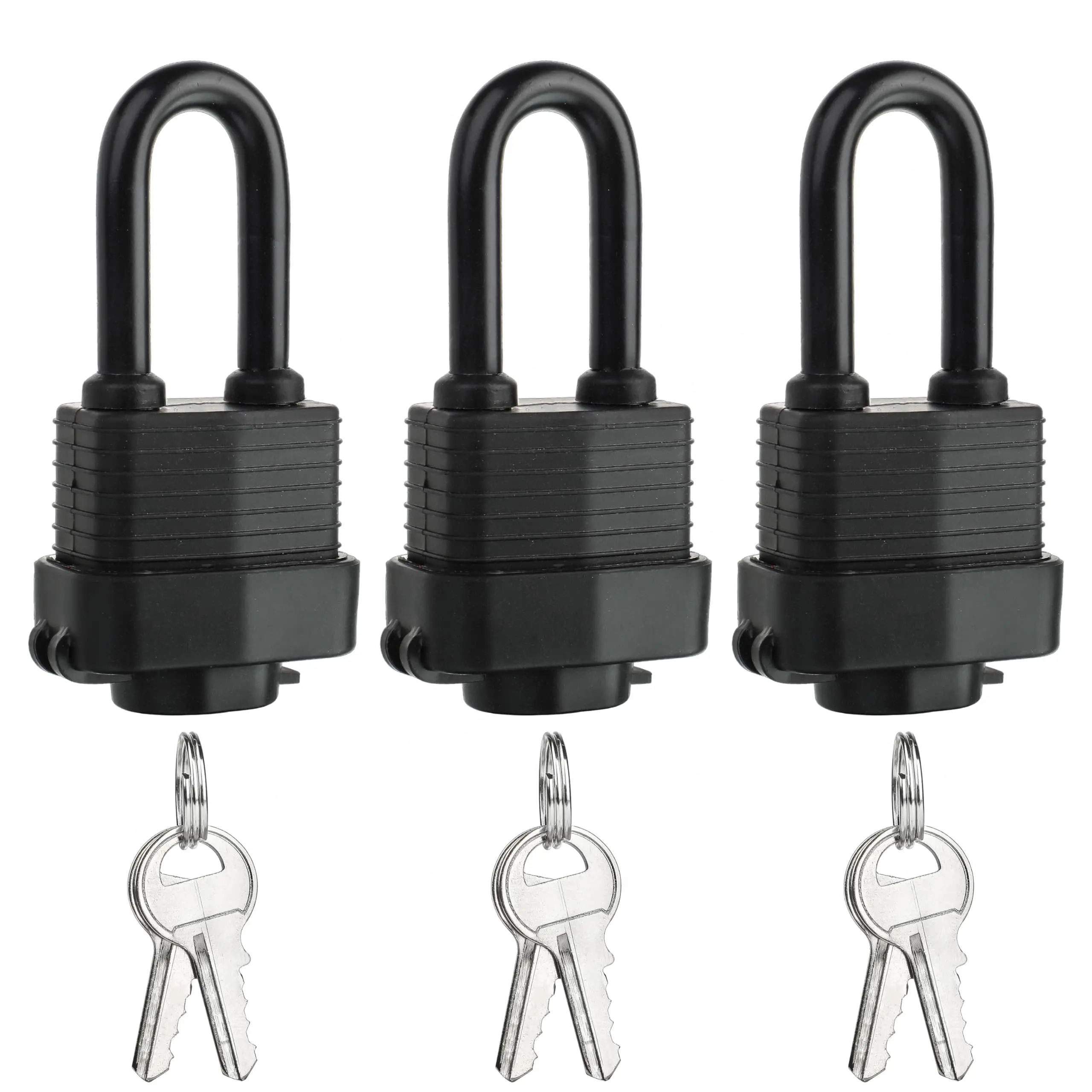 Keyed Alike Laminated Steel Box Padlocks (Pack of 3) - 40mm, 4-Pin Brass Cylinders, 11.3 oz, 4.96x3.94x1.46in, Waterproof, Weather Resistant, Heavy-Duty Box Lock for Enhanced Security, Indoor/Outdoor Gates, Gym & School Lockers