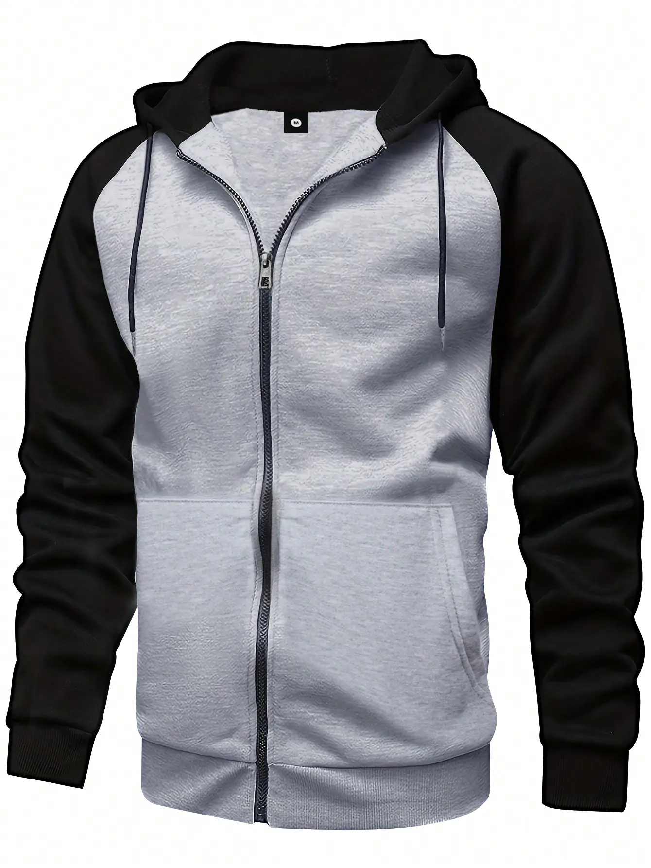 Autumn and winter new men's jacket basic models fashion simple shoulder sleeve black spelling yellow casual sports running outdoor walking zip hooded long-sleeved clothes