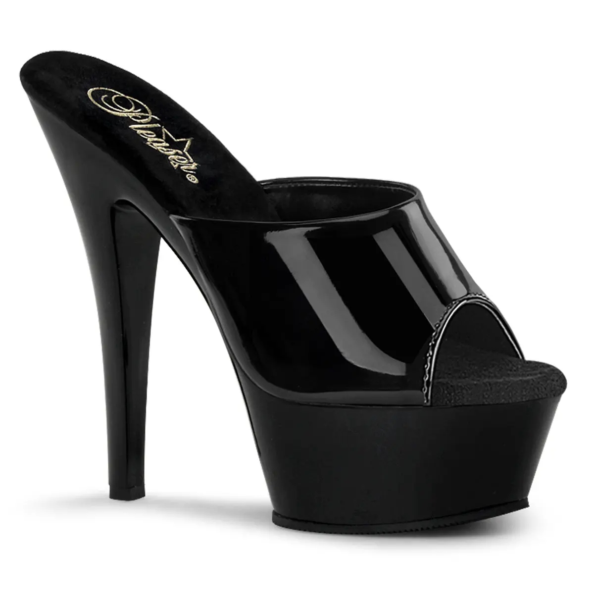 Pleaser Kiss-201 Women's Stylish Platform Heeled Slides, Black Clubbing Heels, All-Seasons Elegant Classy Fashion Footwear, High Heels, Shoe