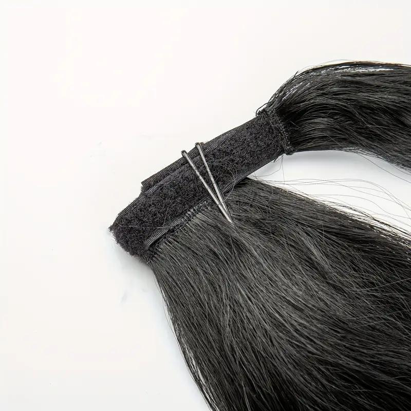 RIVERWOOD Wrap Around Ponytail Extension Human Hair 70% And 30% Heat-Resistant Synthetic Fiber 120g High Elasticity Kimky Curly Water Wave Bubber Band Secure Styling