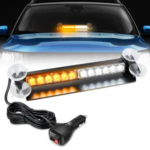 Nilight 12LED Amber White Stroboscopic indicator Light Bar, Dash Front/rear windshield visor lights,Safety Warning For Cars Trucks Plow Construction Vehicles Accessories Rooftop Strobe Lights Bar car lights