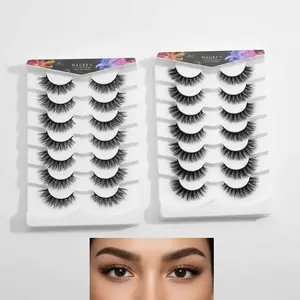 MAGEFY False Eyelashes 2-Pack Bundle, False Eyelashes Set, 14 Pairs Black Wispy Cat Eye Faux Cluster Lashes with Natural Curling Microfiber Fibers for Youth