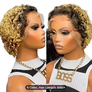 Short Pixie Cut Human Hair Wig for Black Women - 13x1, Natural Black Remy Hair, 150% Density