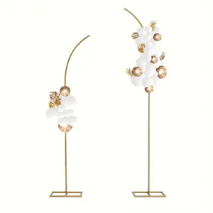 christmas 1 Set Metal Balloon Arch Backdrop Stand Set Of 2 Golden Curved Top Wedding Arch Frames, 6ft & 8ft Balloon Arched Backdrop Stand for Ceremony Birthday Anniversary Bridal Shower Floral Stand Decoration Helloween Christmas
