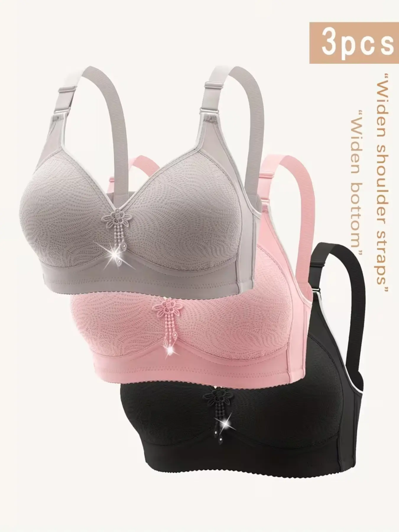 Women's Contrast Lace Push Up Bra, Adjustable Strap Bra, Soft Comfortable Breathable Lingerie for All Seasons, Everyday Contrast Lace Bras