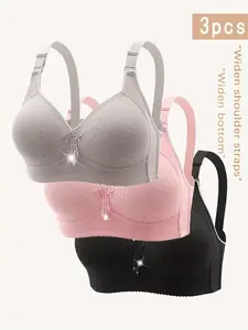 Women's Contrast Lace Push Up Bra, Adjustable Strap Bra, Soft Comfortable Breathable Fit Bra Casual Everyday Lingerie for All Seasons