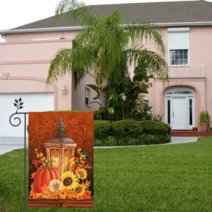 Thanksgiving Garden Flag, Sunflower Pumpkin Outdoor Decoration, Autumn Welcome Banner, Vertical Double-Sided 12x18 Inch Gift