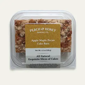 Delicious Apple Maple Pecan Cake Bars by Peach & Honey Baking Co. - Soft-Baked Dessert Bars - Made with Michigan Maple Syrup, Diced Apples & Toasted Pecans, Warm Cozy Flavor, Balanced Sweetness
