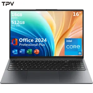 TPV 16" Laptop Computer Intel Core i5, 16GB RAM, 512GB SSD, MS Office 2024, IPS(1920 x 1200) 16:10 Display, Windows 11 Pro Notebook PC with BT5.0 Wi-Fi, 3xUSB A, HDMI, RJ45, Backlit Keyboard, Upgraded for students college deals