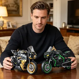 Cool Motorcycle Building Blocks, 1:8 Scale High-Difficulty DIY Kit, Racing Enthusiasts' Must-Have Collection, Mechanical Link Design, Gift Idea