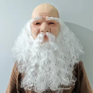 Santa Claus Mask Realistic Old Man Mask Full Head Latex Grandfather Costume Party Mask With Beard Christmas Role Play Masquerade Props