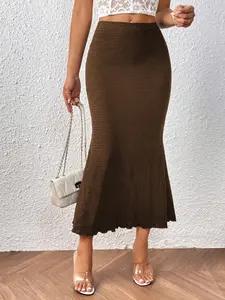 Elegant Women's Fitted Mermaid Skirt, Fashionable Half-Pleated Midi Dress, Stylish Ladies' Clothing for Special Occasions