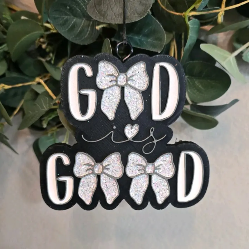 God is Good Car Freshie Bows Freshener Car Accessories with Pink Bows and Blue Design