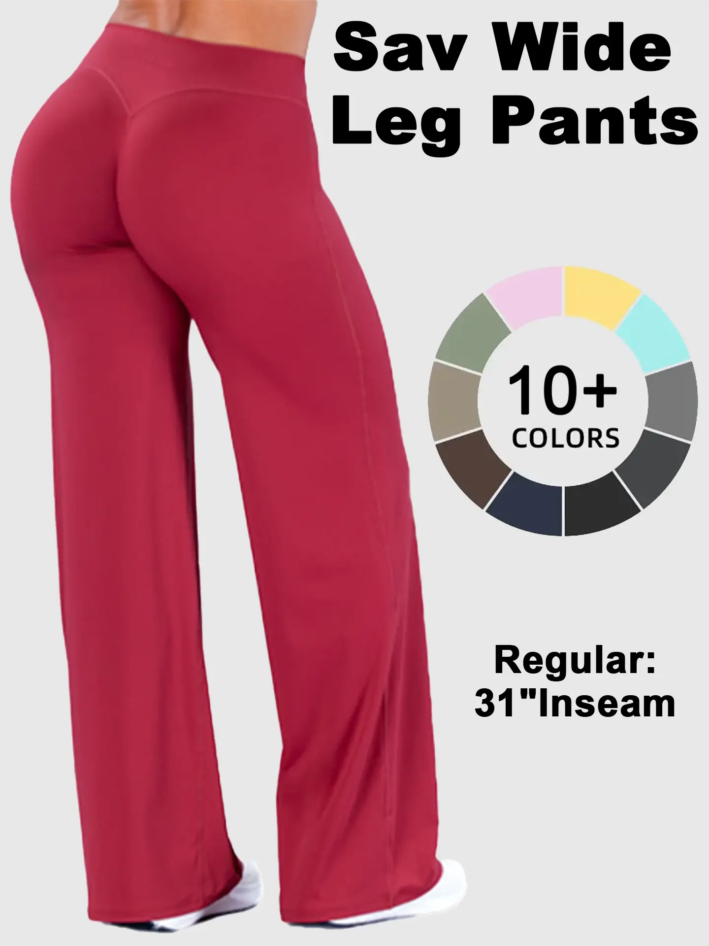GYMER Sav Wide Leg Pants Mid Waisted Flare Yoga Pants Tummy Control Butt Lifting Stretchy Lounge Athletic Pants