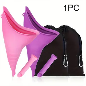 Portable Outdoor Travel Silicone Urinal Set, Standing Female Urination Device, Leak-Proof Silicone Funnel, Essential Travel Item, Camping Accessories, Camping Gear, Hiking Essentials