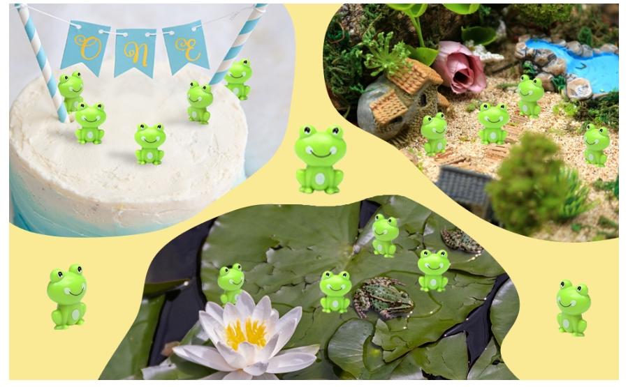 100 Pack Mini Green Plastic Frogs, Small Frog Figurine Tiny Frogs to Hide Fairy Garden Miniature Dollhouse Home Decor Frog Decorations for Party