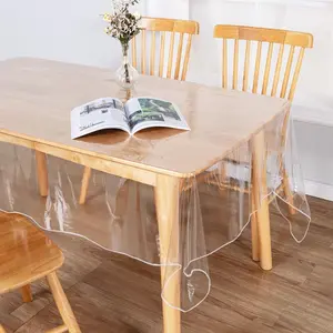 Rectangular Transparent Vinyl Tablecloth, Transparent Table Cover, Waterproof Easy Clean Multi-Functional Protector, Suitable for Picnic and Kitchen Tables