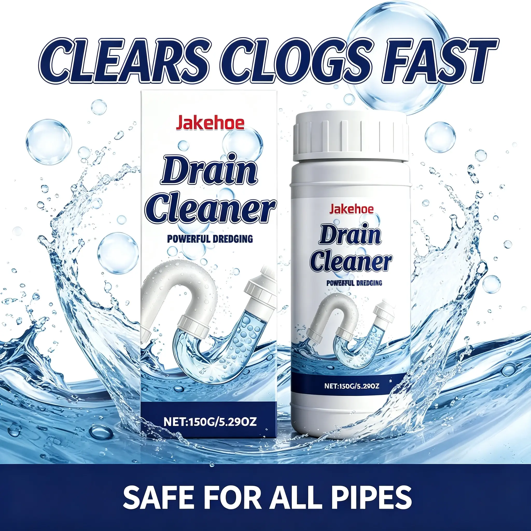 Multi-Effect Pipe Dredging Agent & Drain Maintenance Powder, Daily Drain Care Deodorizer for Kitchen Sink, Shower, Bathtub & Toilet, Gentle Active Formula to Reduce Clogs, Freshen Pipe Odors & Protect Household Plumbing