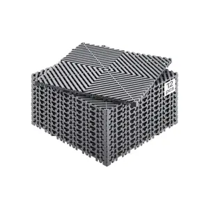 VEVOR Interlocking Drainage Mat, 12x 12 Modular Interlocking Cushion, 12 Pcs Splicing Drainage Mats, Non-Slip Gray PP Drainage Floor Tile and Shower Mat, for Garage, Garden, Kitchen Outdoor