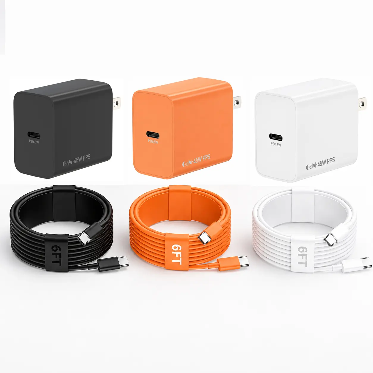 45W Type-C super-fast charging; 2 Piece Set comprising a Type-C charger and a 6FT USB-C Android phone cable, compatible with the Galaxy S26 Ultra, S26/S25/ S24/ S23/ S22,  for iPhone 18Pro Max/17Pro Max,Electronic Cellphone Device Plug,Techvibes
