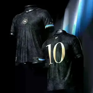 Argentina Soccer Jersey, M10 La Pulga Football Shirt, Black GOAT Special Edition Kit, Fan Apparel, Soccer Gift for Men, Sportwear Shirt, Soccer Jersey