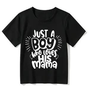 Graphic Toddler Tee "Just A Boy Who Loves His Mama" Short Sleeve Cotton T-Shirt for Little Boys Girls Cute Kids Pullover Tops Playwear Everyday Outfit Child Clothes 2-10Y