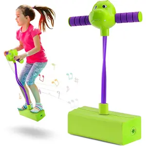 Dinosaur Pogo Stick Jumper Toy for Boys Girls 3, 4, 5, 6, 7 8 Years Old, Foam Pogo Stick Toys for Kids Up to 250Ib, Outdoor Outside Todller Birthday Gifts with Count, Music of Encouragement and Light