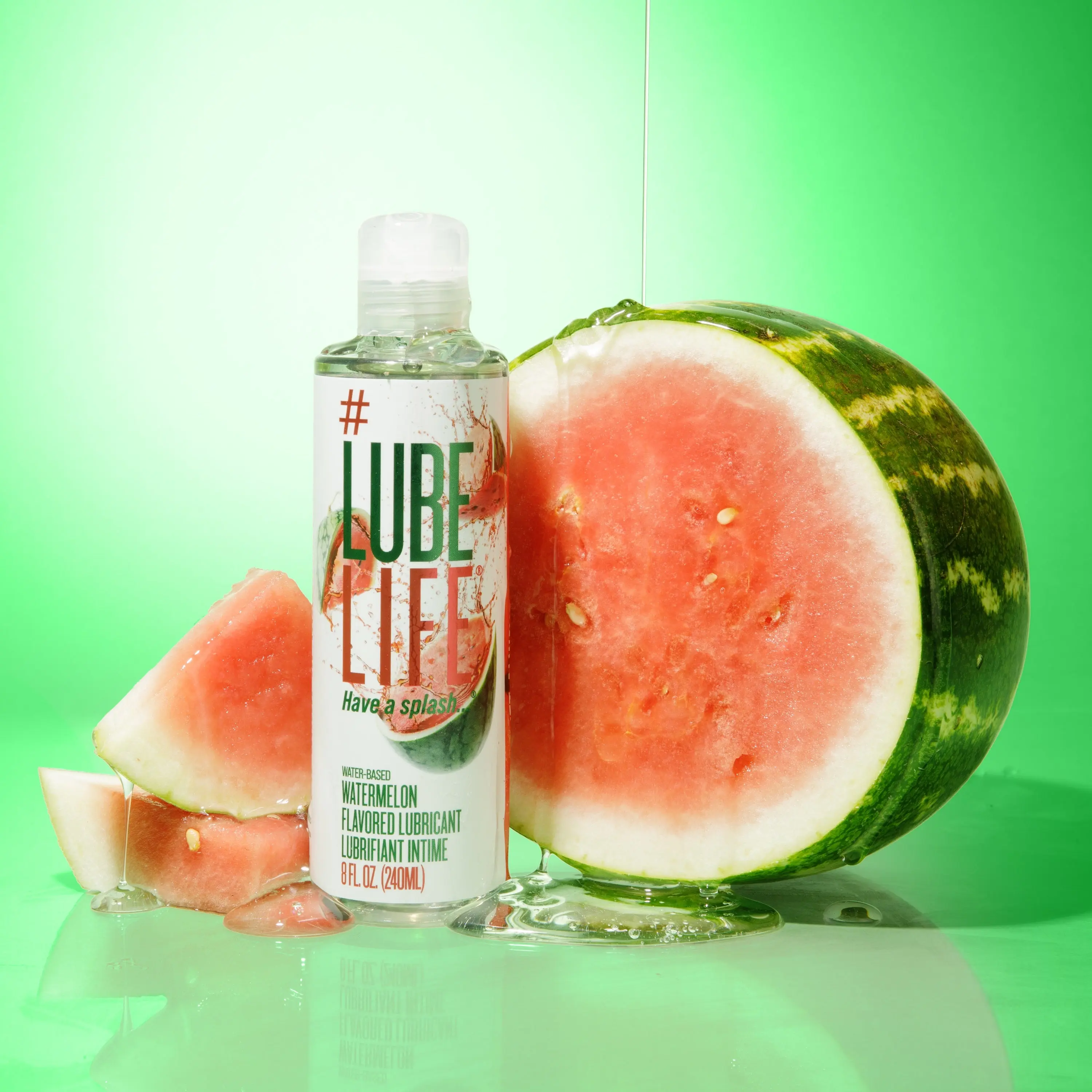 LubeLife - Water-Based Watermelon Flavored Personal Lubricant – Sugar-Free, Non-Sticky & Condom Compatible (8 oz / 240ml)