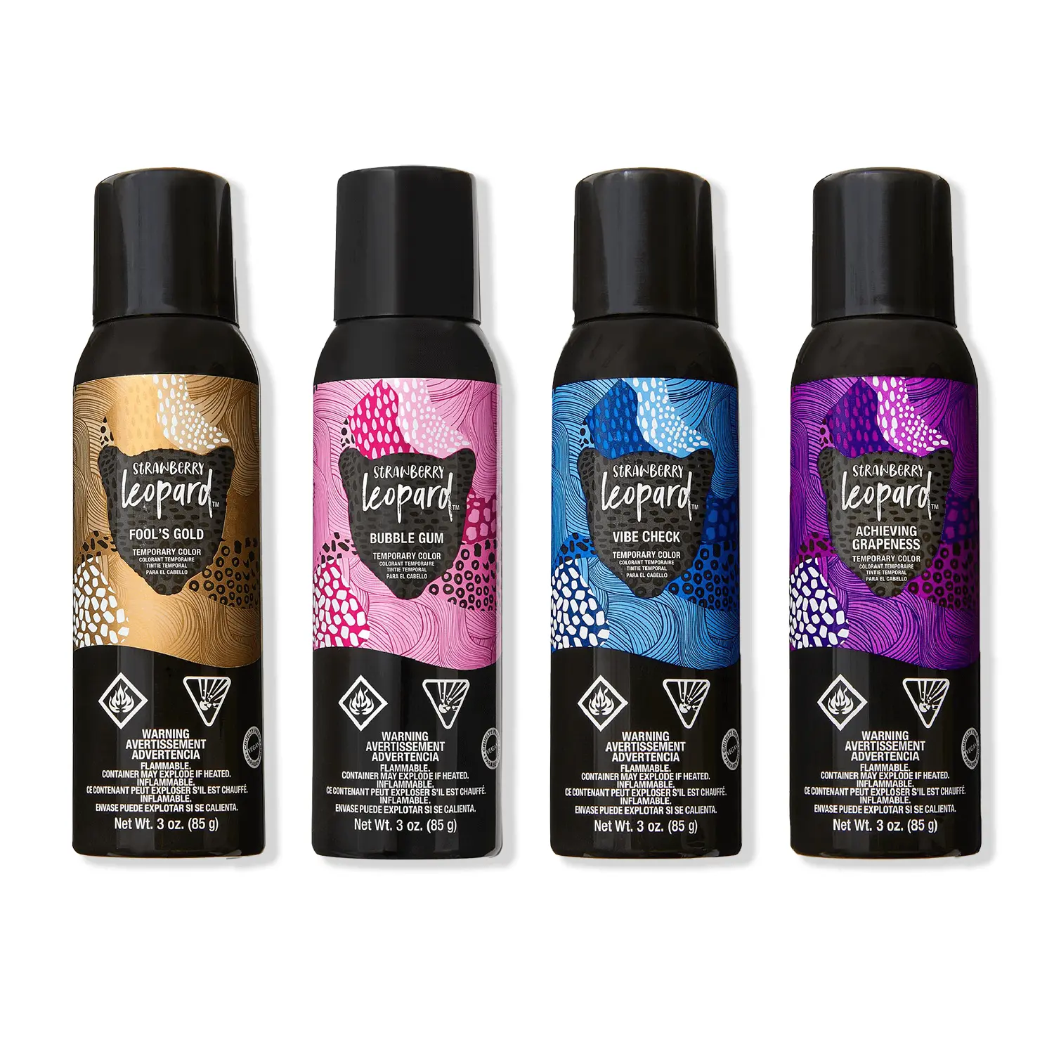Strawberry Leopard Temporary Hair Color Spray, CommitmentFree, Removes in 12 Washes, 10 Color Options, Vegan, Cruelty Free, Paraben Free, 3 Oz, Haircare