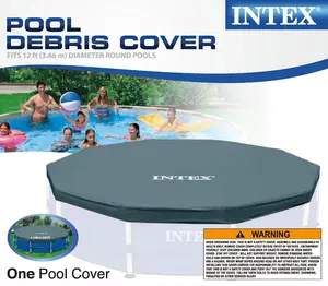 Intex 12-Foot Round Metal Frame Above Ground Swimming Pool Debris Cover, Blue Intex 12-Foot Round Metal Frame Above Ground Swimming Pool Debris Cover, Blue