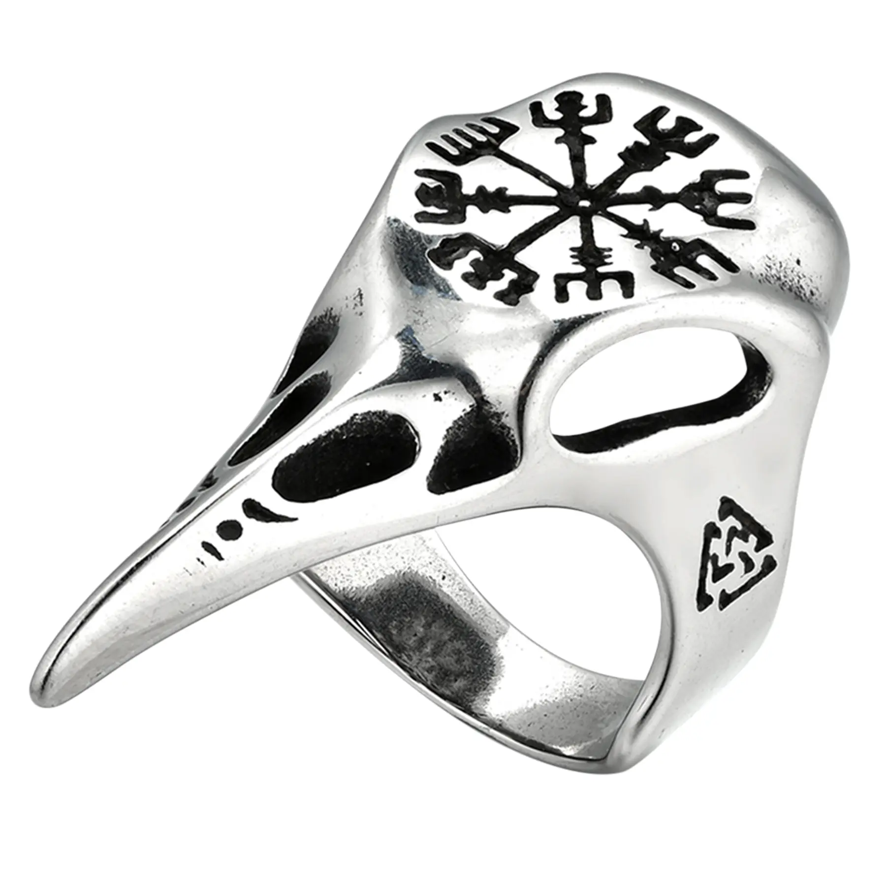 OIDEA Men's Oversized 1.57in Extra-Wide Viking Thumb Ring, Norse Runes Odin Compass Stainless Steel Jewelry, Anti-Rust Heavy-Duty Metal Ring with Full Rune Coverage for History Collectors