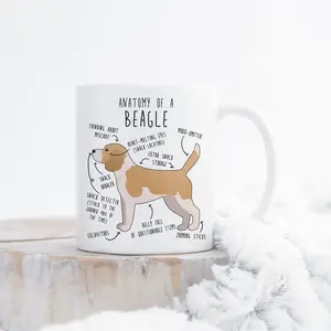 Lemon Beagle Coffee Mug, Cute Beagle Gift, Dog Lover, Funny Gift for Her, Him, Birthday, Beagle Mom, Beagle Dad, Dog Anatomy Cup