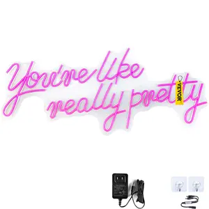 VEVOR You\'re Like Really Pretty Neon Sign,  23\" x 21\" Pink LED Neon Signs for Wall Decor, Large Lights Sign with Remote Control and Power Adapter, Used for Party, Wedding, Living Room, Office