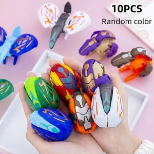 10pcs Tyrannosaurus Dinosaur Egg Transforming Toy Capsule, Random Surprise Set, Cool Birthday Party Gift, Classroom Prize, Christmas & Halloween Decoration, Random Colors