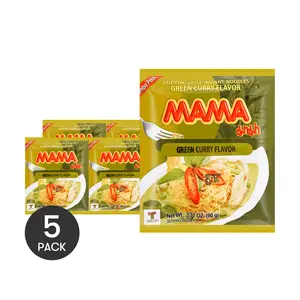 5 Pack MAMA Thai Green Curry Chicken Instant Noodles 3.17 oz Each - Authentic Spicy Ramen