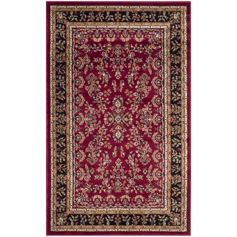 Red and Black Indoor Area Rug, Power-Loomed Home Decor Piece with Jute Backing – Cozy Decorative Modern Floor Accent, Home Decor Rug, Cozy Area Rug