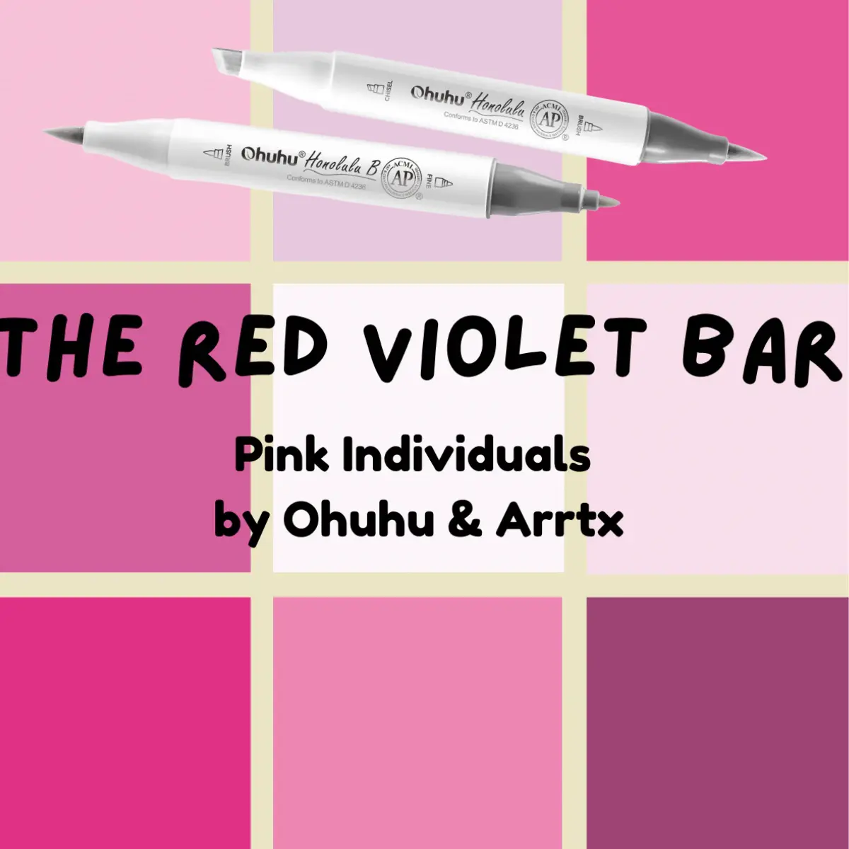 Ohuhu RV111 Hot Pink Dual End Marker - Red Violets Honolulu B Brush-Tip & Fine-Tip Alcohol Artist Quality Markers & Highlighters, Office Stationery Writing Tool for Coloring, Markers For Coloring, Brush-Tip Markers & Highlighters